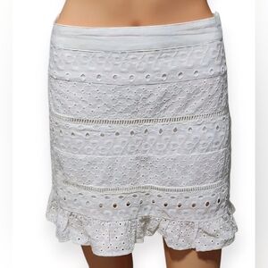Chic White Eyelet Pencil Skirt